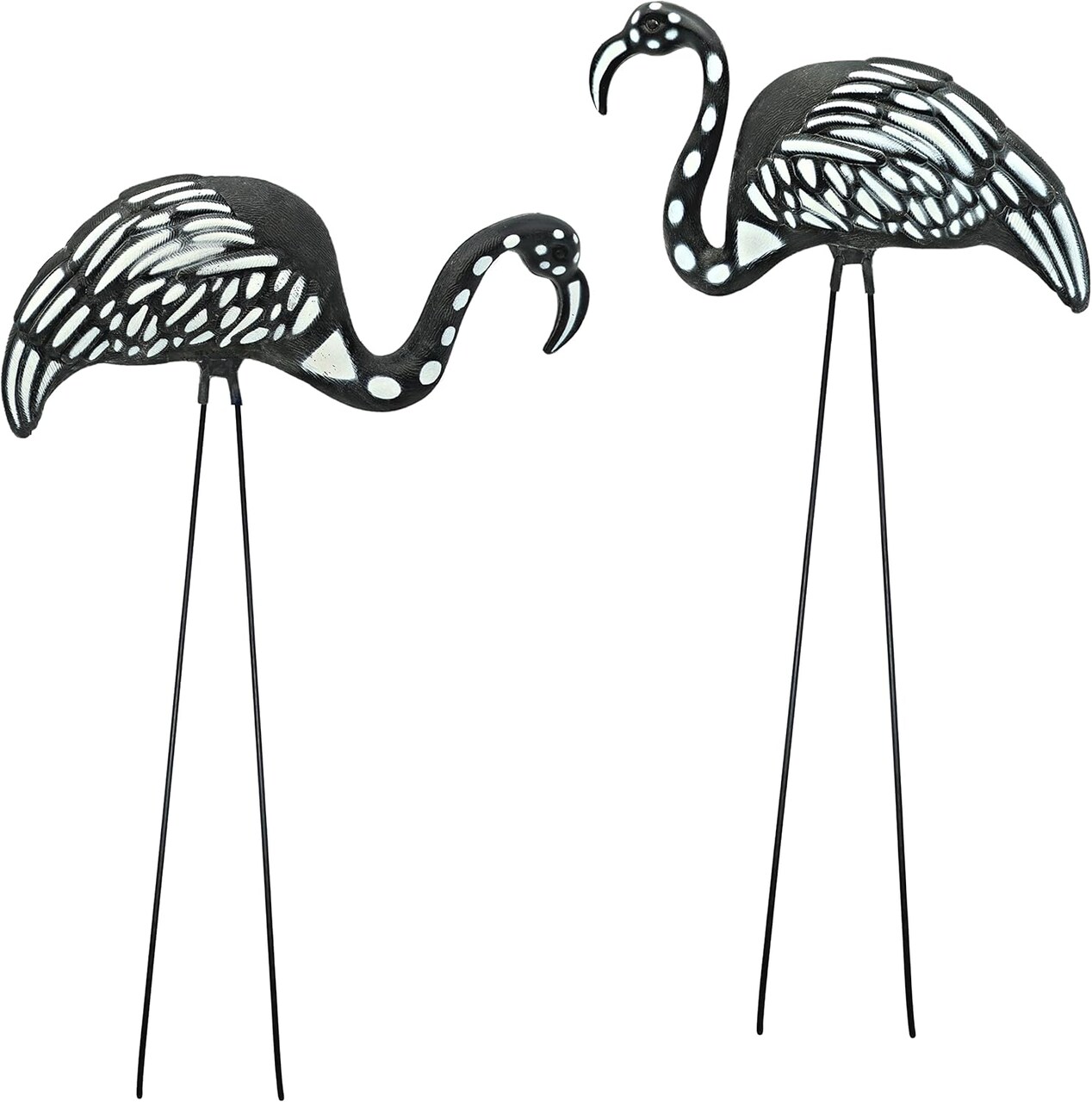 4E's Novelty Skeleton Flamingo Yard Ornaments – Set of 2 Large 23" Zombie Flamingos with Metal Stakes, Scary Halloween Outdoor Lawn, Garden, Porch, Patio Decorations, Durable Plastic & Weather-Resistant